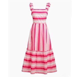 J. Crew Pink & White Striped Midi Dress